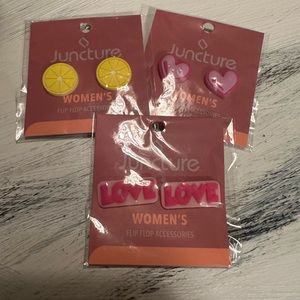 Flip flop shoe charms 3 sets new love, lemons, & hearts